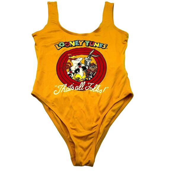 LOONEY TUNES | Women's Medium Vintage That's All Folks Graphic 1‎ Piece Swimsuit - Picture 2 of 8